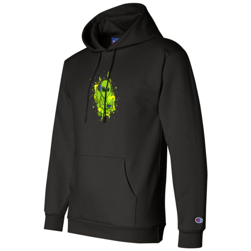 Alien Playing Video Games With A Game Controller In His Hands And Head Champion Hoodie by RobertTaylor | Artistshot