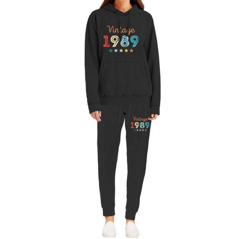 Vintage 1989 40th Birthday Retro Gift 40 Year Old Hoodie & Jogger Set | Artistshot