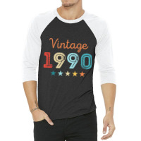 Vintage 1990 30th Birthday Retro Gift 30 Year Old 3/4 Sleeve Shirt | Artistshot