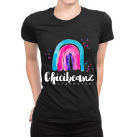 Large Rainbow With White Font Ladies Fitted T-shirt | Artistshot