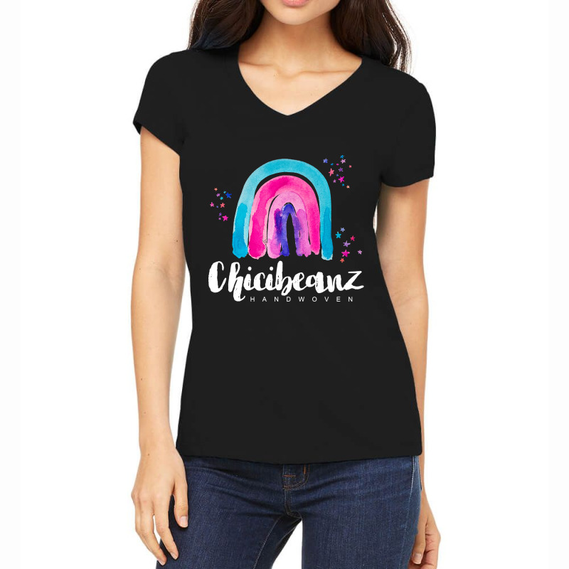 Large Rainbow With White Font Women's V-Neck T-Shirt by fenderbendable | Artistshot