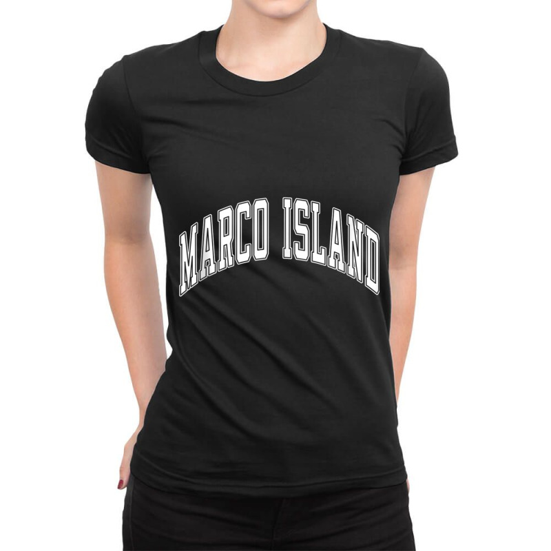 Marco Island Florida Fl Varsity Style White Text Tank Top Ladies Fitted T-Shirt by cm-arts | Artistshot