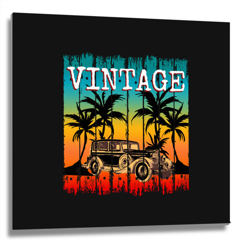 Vintage Car Retro Classic Gift Metal Print Square | Artistshot