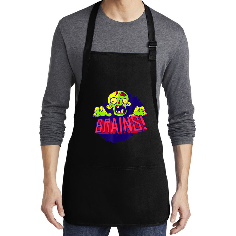 Creepy Zombie Brain Scary Halloween Kids Boys Girls Medium-length Apron | Artistshot