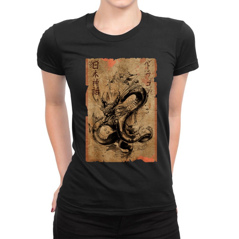 Chinese Japanese Culture Dragon Tee Asian Mythology Animal Ladies Fitted T-Shirt by CruzChapman | Artistshot