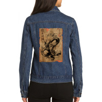 Chinese Japanese Culture Dragon Tee Asian Mythology Animal Ladies Denim Jacket | Artistshot