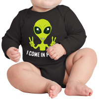 Cute Alien I Come In Peace Space Rave Edm Music Alien Long Sleeve Baby Bodysuit | Artistshot