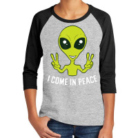 Cute Alien I Come In Peace Space Rave Edm Music Alien Youth 3/4 Sleeve | Artistshot