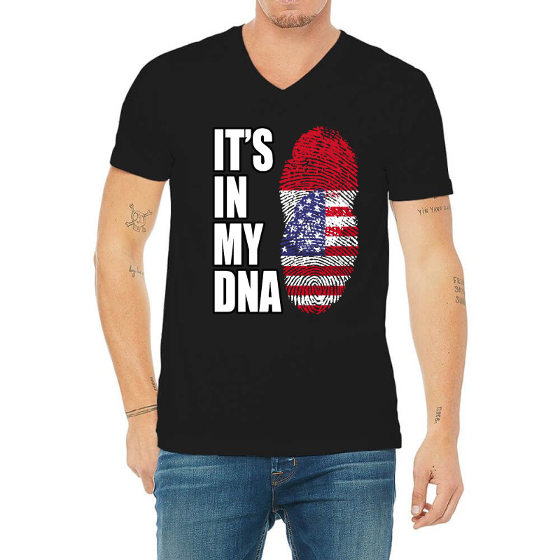 Proud Indonesia American Indonesian And American Mix Heritage D N A Fl V-neck Tee | Artistshot