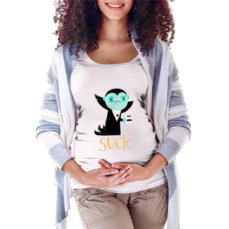 Cute Dracula Vampire Morning Suck Coffee Halloween Costume Maternity Scoop Neck T-shirt by shirondataylornmc | Artistshot