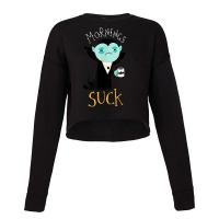 Cute Dracula Vampire Morning Suck Coffee Halloween Costume Cropped Sweater | Artistshot