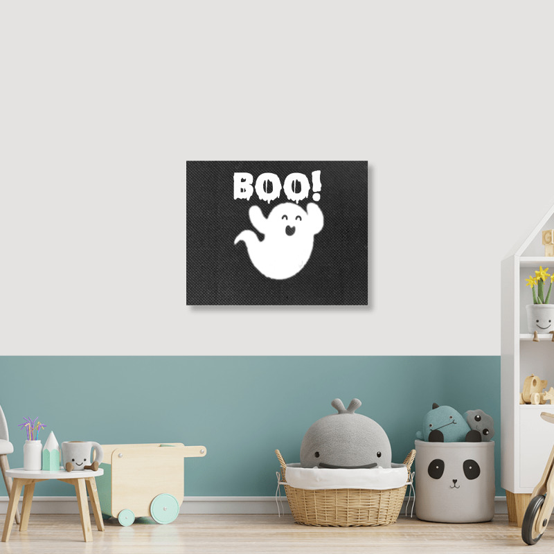 Cute Ghost Cool Ghost Boo Halloween Kids Landscape Canvas Print | Artistshot