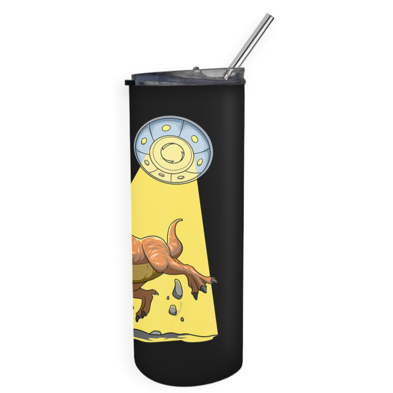 Alien Dinosaur Abduction Ufo T Rex Abducted By Ufo Spaceship Skinny Tumbler | Artistshot