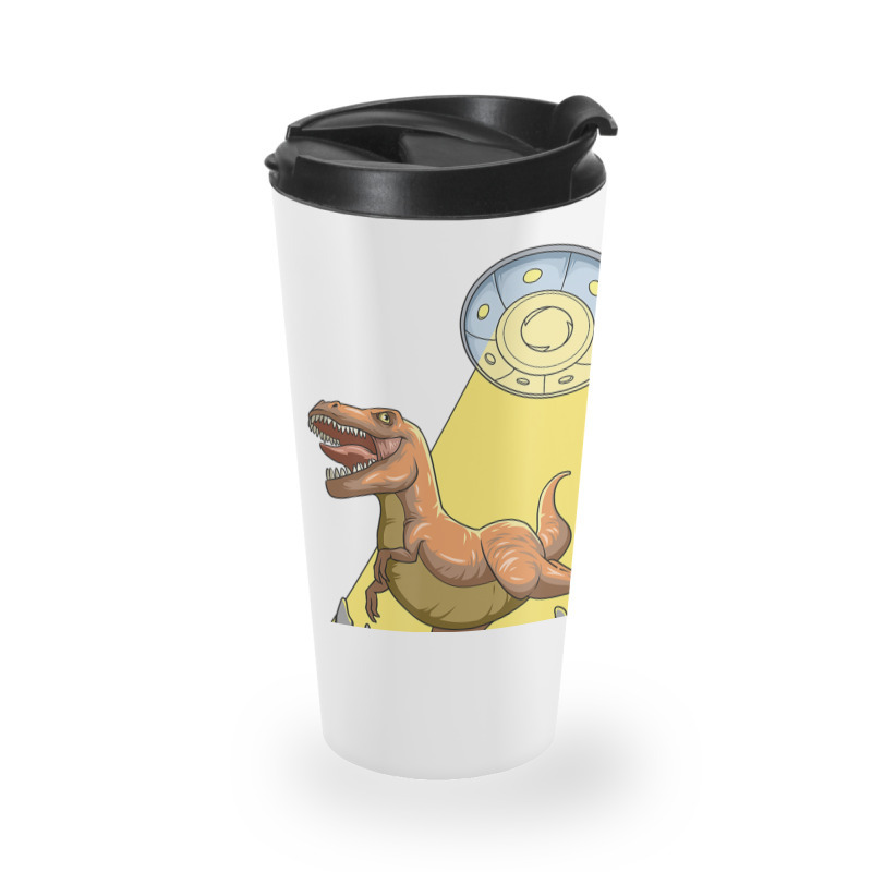 Alien Dinosaur Abduction Ufo T Rex Abducted By Ufo Spaceship Travel Mug | Artistshot