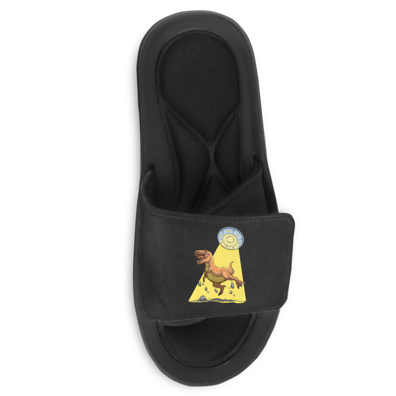 Alien Dinosaur Abduction Ufo T Rex Abducted By Ufo Spaceship Slide Sandal | Artistshot