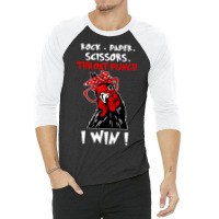 Chicken Cock Rock Paper Scissors Throat Punch I Win Chicken Funny 61 H 3/4 Sleeve Shirt | Artistshot