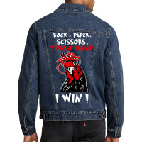 Chicken Cock Rock Paper Scissors Throat Punch I Win Chicken Funny 61 H Men Denim Jacket | Artistshot