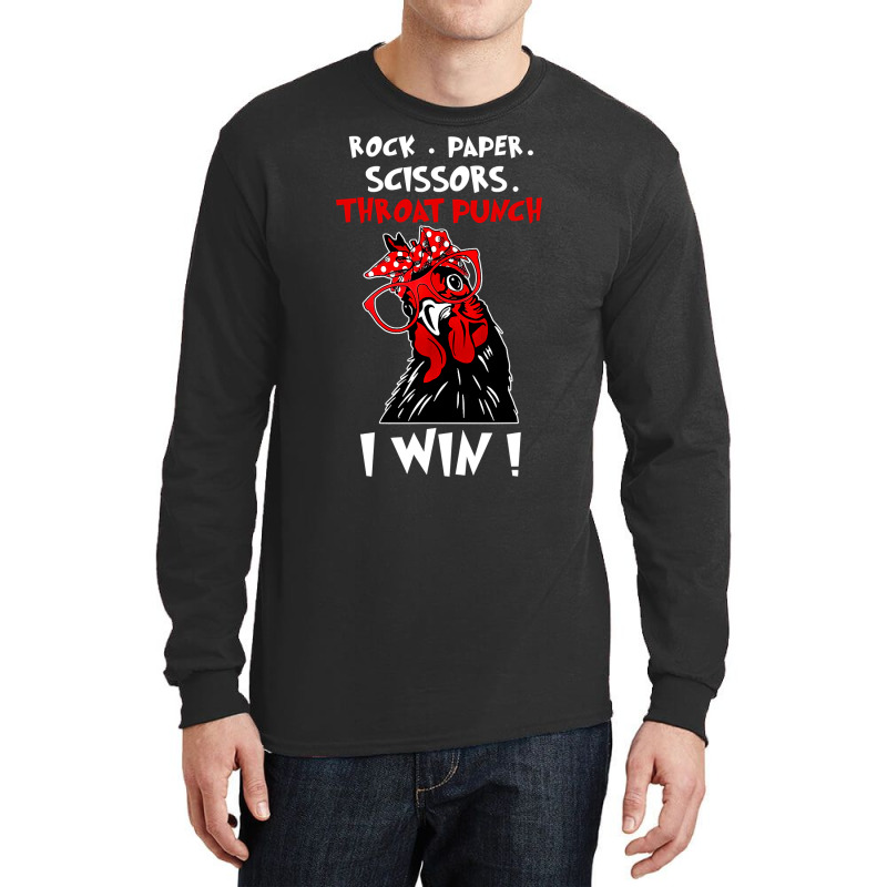 Chicken Cock Rock Paper Scissors Throat Punch I Win Chicken Funny 61 H Long Sleeve Shirts | Artistshot