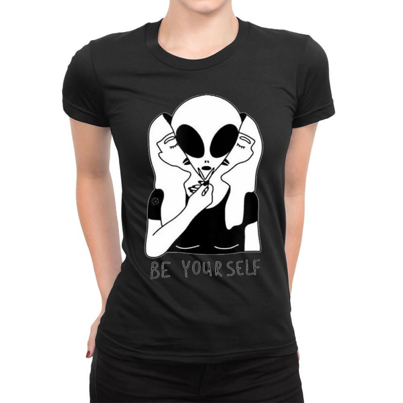 Cute Perfect Girl Space Alien Be Yourself True Self Ladies Fitted T-Shirt by hoangan | Artistshot