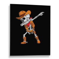 Dabbing Skeleton Cowboy Halloween Costume Kids Boys Men Dab Metal Print Vertical | Artistshot