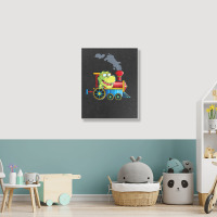 Funny Dinosaur Riding A Train Tyrannosaurus Dino Boys Girls Portrait Canvas Print | Artistshot