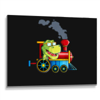 Funny Dinosaur Riding A Train Tyrannosaurus Dino Boys Girls Metal Print Horizontal | Artistshot