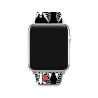 Dad Skeleton Halloween Beer Pizza Pregnancy Couple Men Apple Watch Band | Artistshot