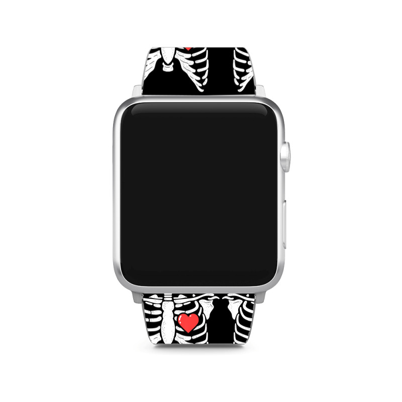 Dad Skeleton Halloween Beer Pizza Pregnancy Couple Men Apple Watch Band | Artistshot