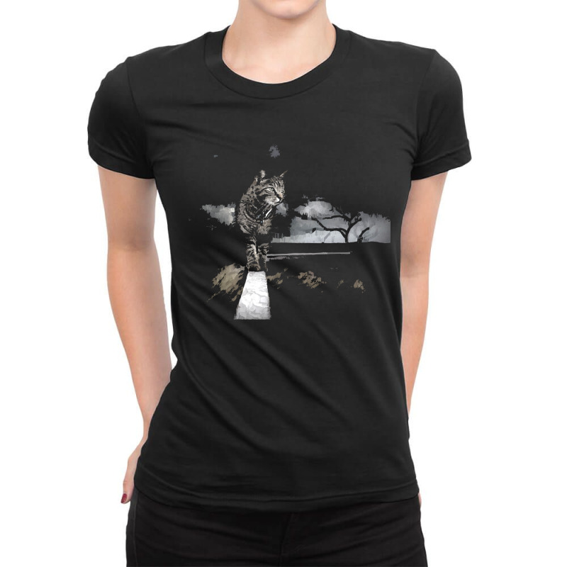 Cat Cat In Stormy Weather. Ladies Fitted T-Shirt by cm-arts | Artistshot