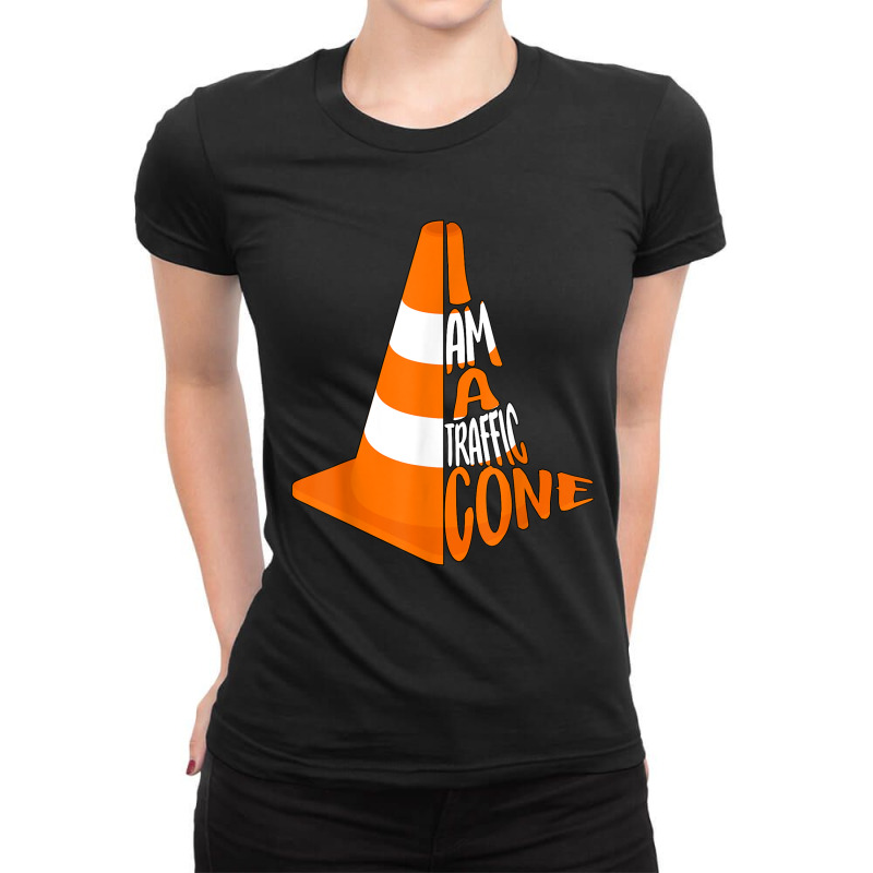 I Am A Traffic Cone Costume Easy Simple Halloween Costume Ladies Fitted T-Shirt by IsebellaHord | Artistshot