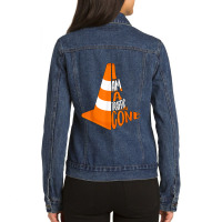 I Am A Traffic Cone Costume Easy Simple Halloween Costume Ladies Denim Jacket | Artistshot