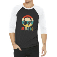 Music Lover Producer Dj Musician Funny Retro Headphones Headphones Dj  3/4 Sleeve Shirt | Artistshot