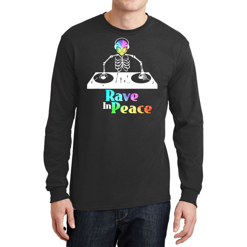 Rave In Peace Alien And Skeleton Trippy Rave Long Sleeve Shirts by phamkhao | Artistshot