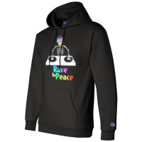 Rave In Peace Alien And Skeleton Trippy Rave Champion Hoodie | Artistshot