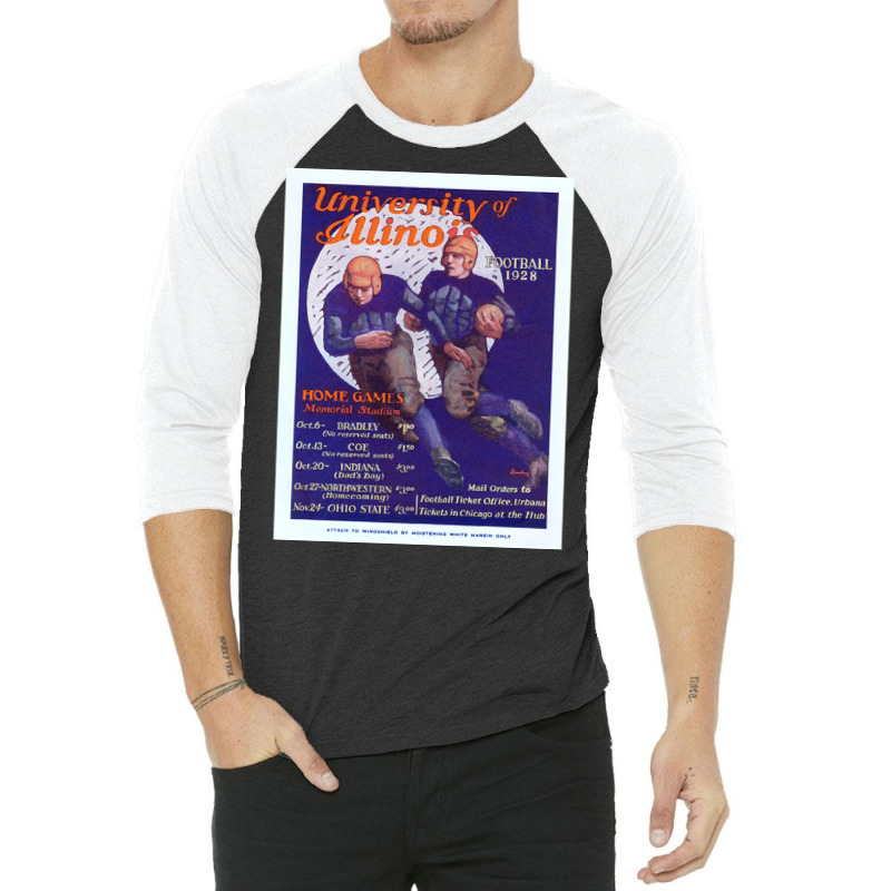 Vintage Football Advertisement. University Of Illinois 1928. 3/4 Sleeve Shirt | Artistshot