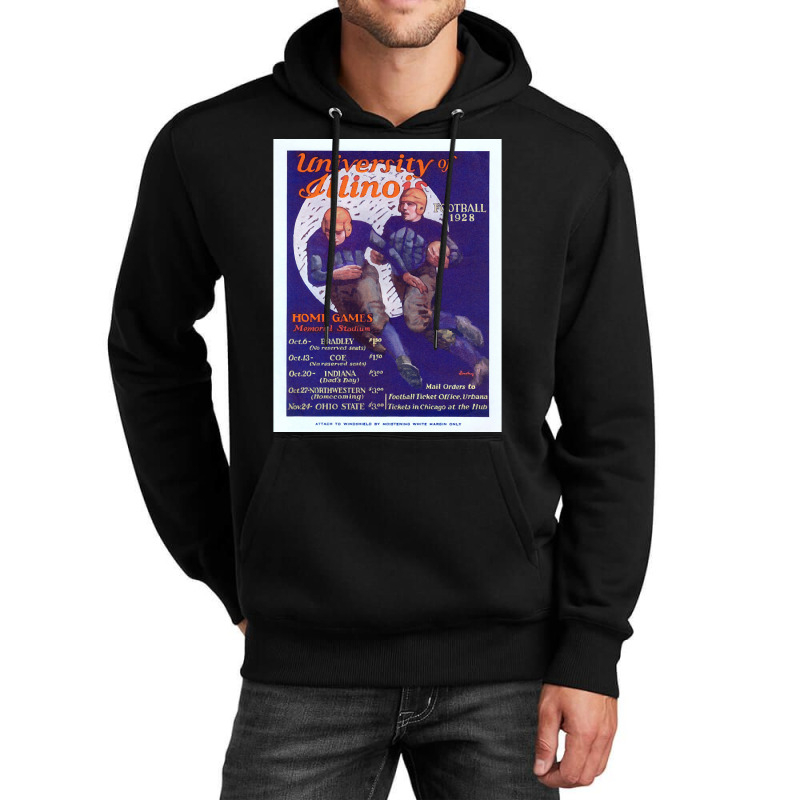 Vintage Football Advertisement. University Of Illinois 1928. Unisex Hoodie | Artistshot