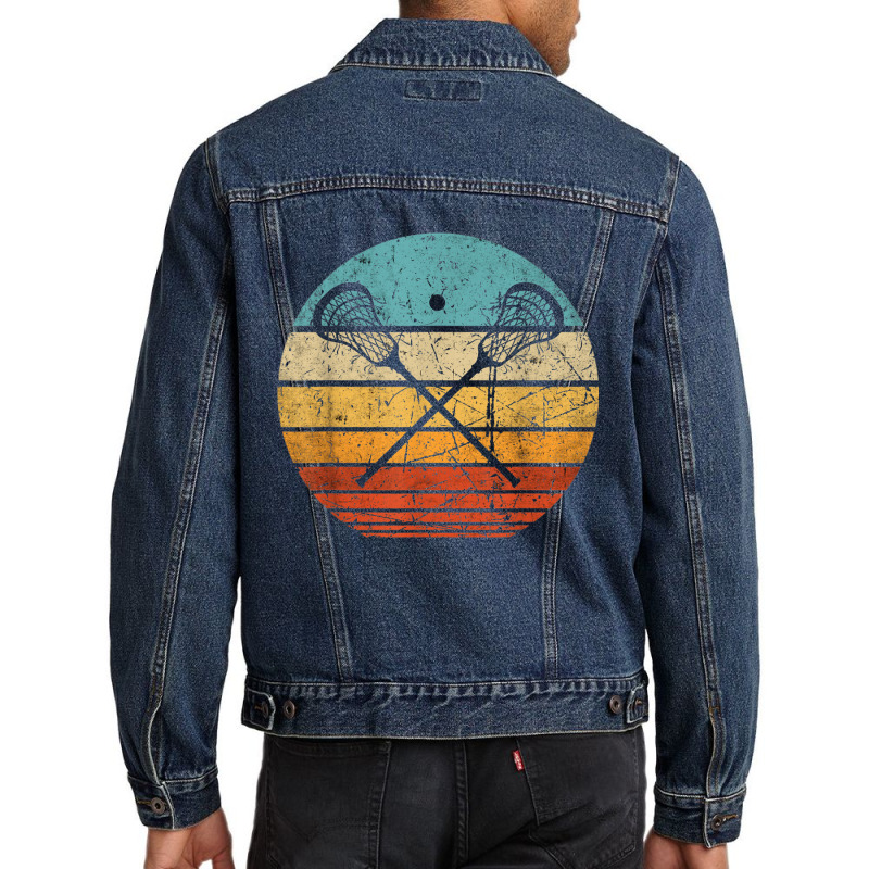 Lacrosse Vintage Retro Lacrosse Stick Sun Gift Men Denim Jacket | Artistshot