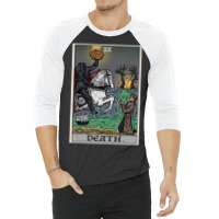 Death Tarot Card Headless Horseman Halloween Spooky Gothic 3/4 Sleeve Shirt | Artistshot