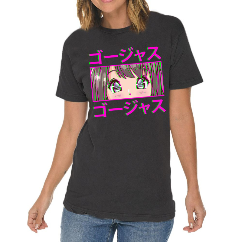 Anime Girl With Kanji Writing Vintage T-shirt | Artistshot