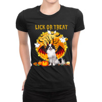 Scary Japanese Chin Dog Witch Hat Halloween Lick Or Treat Premium T Sh Ladies Fitted T-shirt | Artistshot