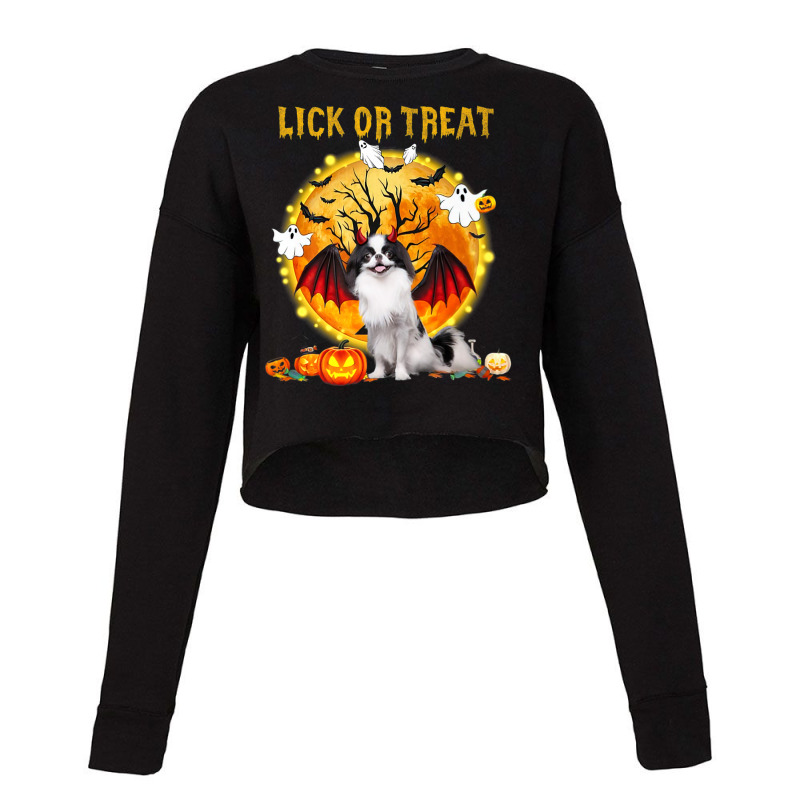 Scary Japanese Chin Dog Witch Hat Halloween Lick Or Treat Premium T Sh Cropped Sweater by cm-arts | Artistshot