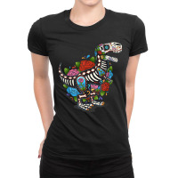 T Rex Dino Sugar Skull Mexico Calavera Dia De Los Muertos Tshirt Ladies Fitted T-shirt | Artistshot