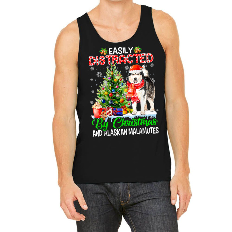 Easily Distracted By Christmas & Alaskan Malamutes Santa T Shirt Tank Top | Artistshot