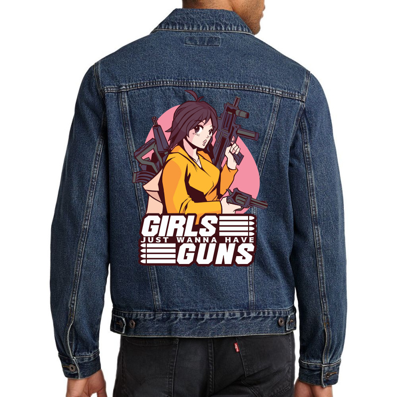 Anime Gun Girl Men Denim Jacket | Artistshot