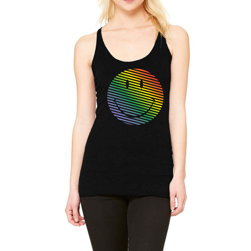 Rainbow Happy Face Racerback Tank by AnncCurr | Artistshot