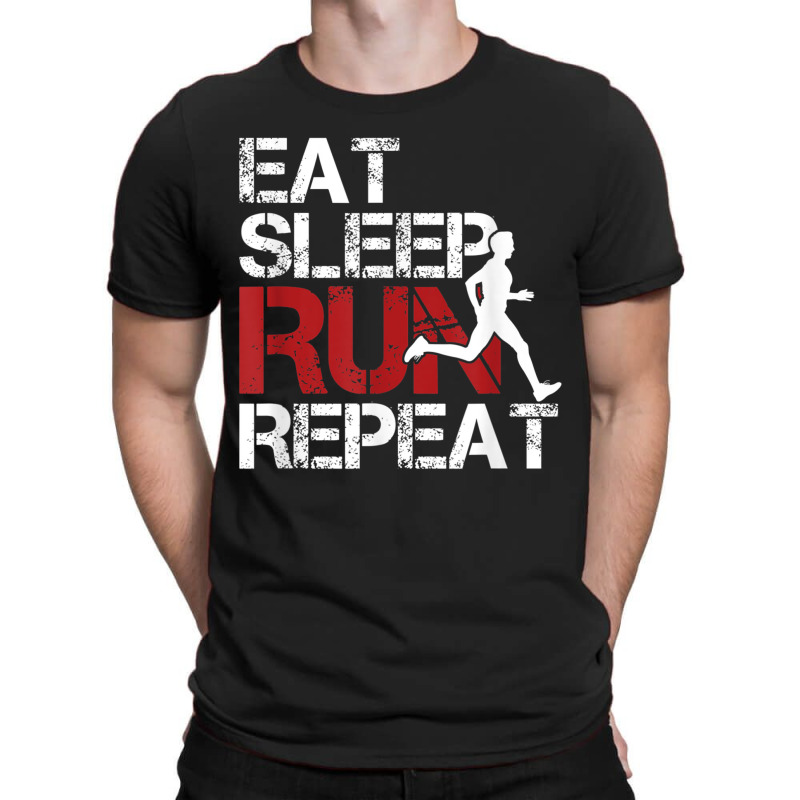 Eat Sleep Run Repeat Track Field Running T-Shirt by PokHoude | Artistshot