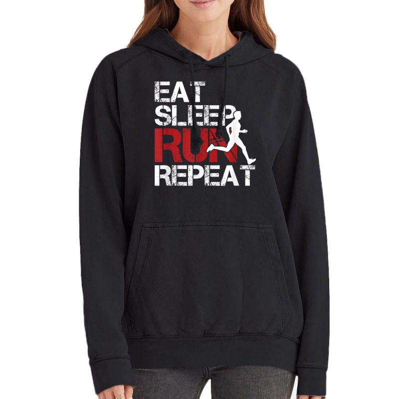 Eat Sleep Run Repeat Track Field Running Vintage Hoodie by PokHoude | Artistshot