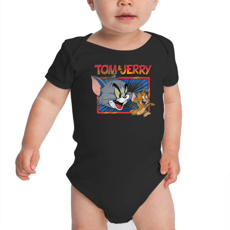 Tom And Jerry Color Burst Big Face Poster Baby Bodysuit by ngodo | Artistshot