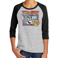 Tom And Jerry Color Burst Big Face Poster Youth 3/4 Sleeve | Artistshot