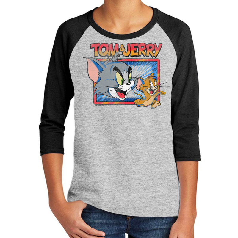 Tom And Jerry Color Burst Big Face Poster Youth 3/4 Sleeve by ngodo | Artistshot